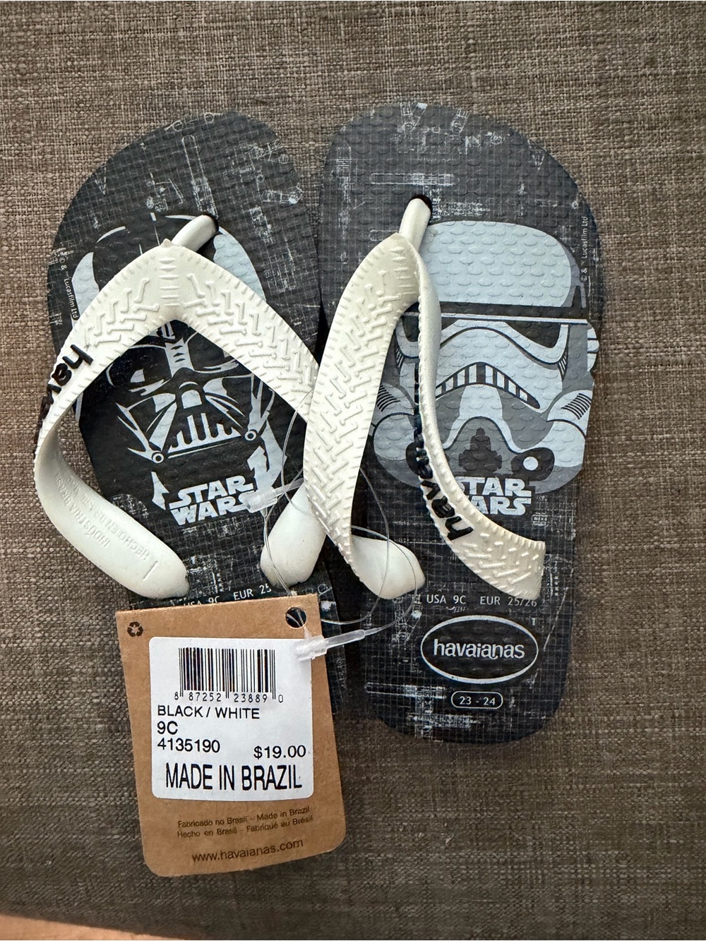 Havaianas Kids Star Wars Black and White Flip Flops